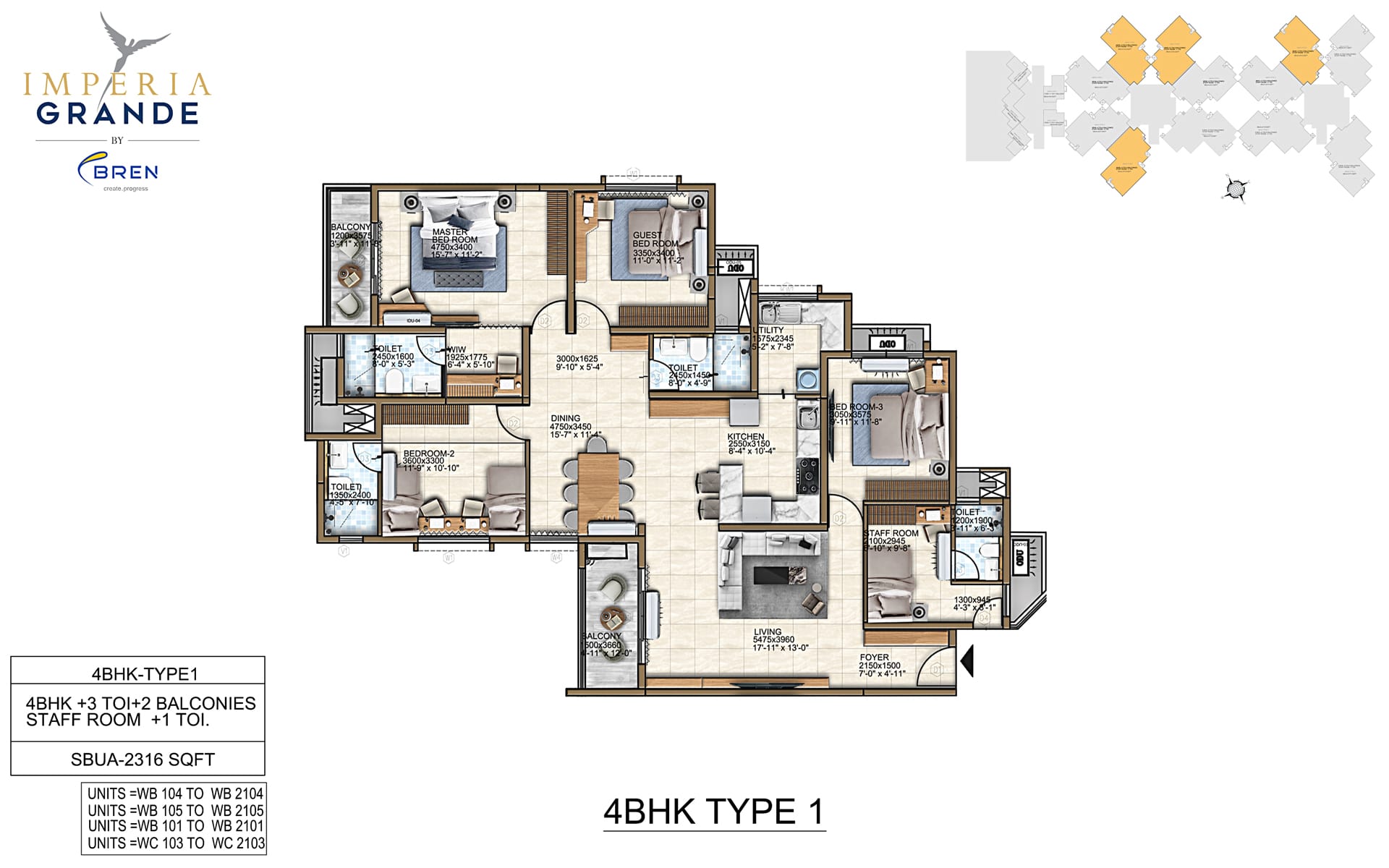 4 Bed - 2273 Sq. Ft. Floor Plan