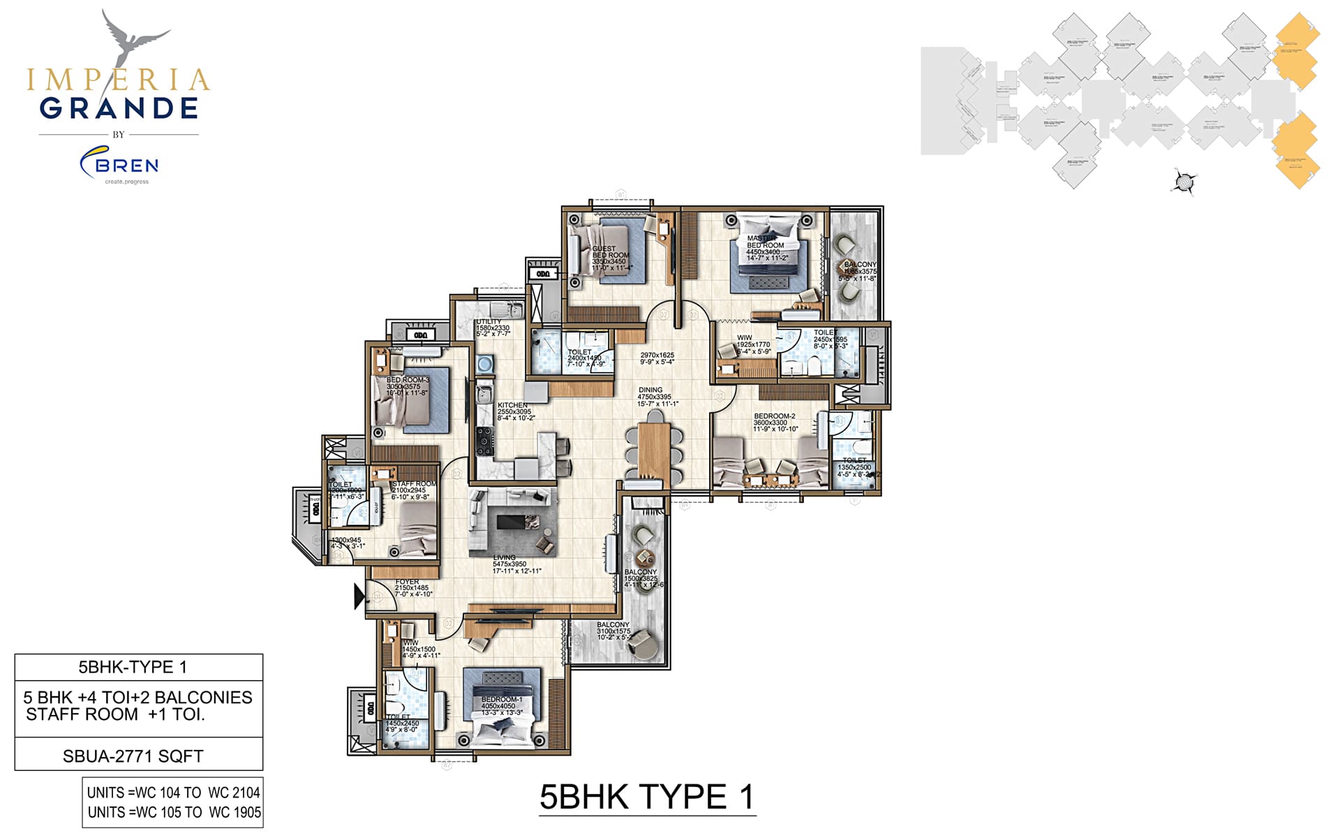 5 Bed - 2719 Sq. Ft. Floor Plan